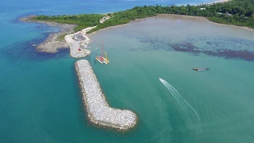 Breakwater and rock revetment wall works